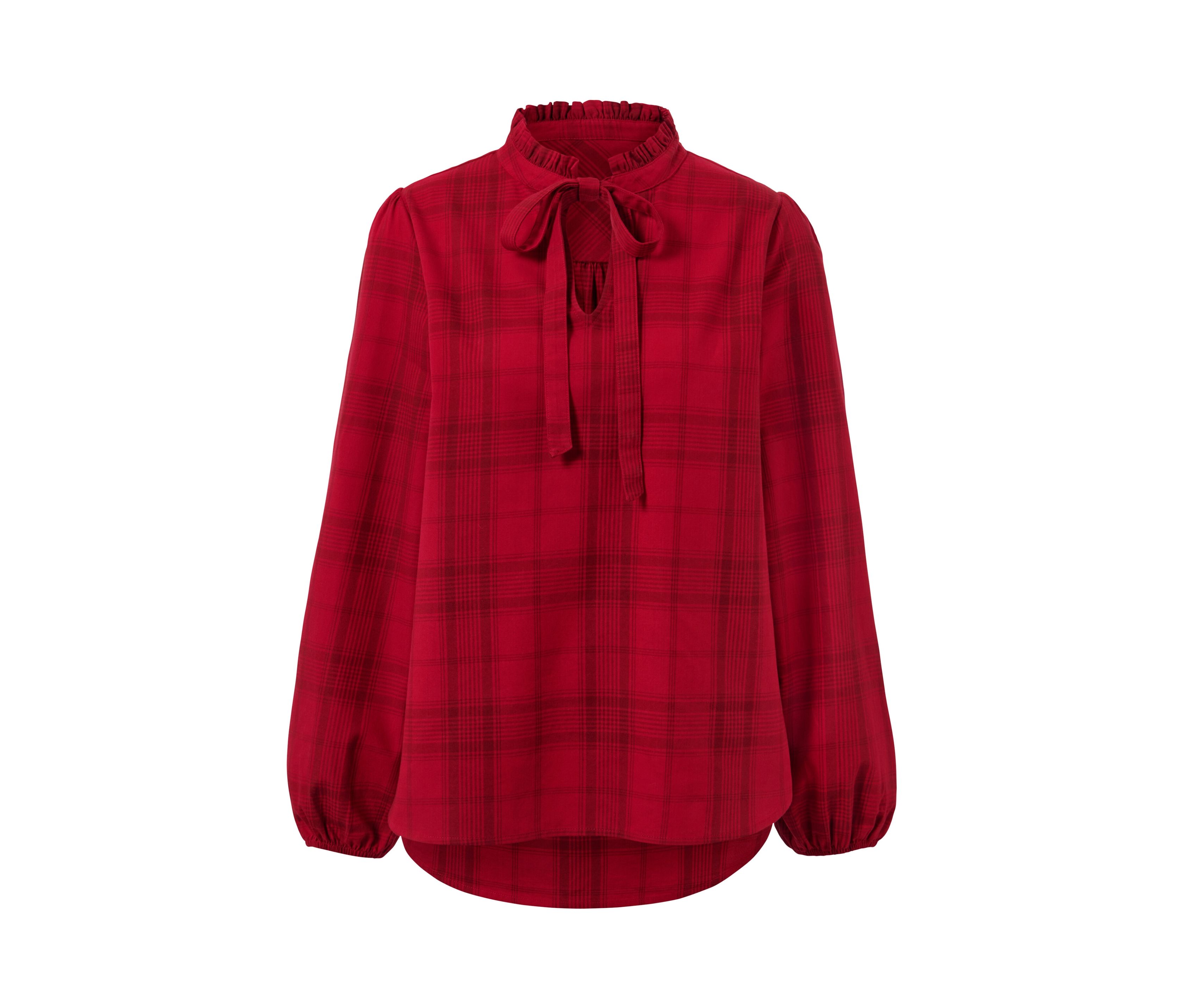 Tchibo - Karierte Schluppenbluse - Damen - Gr. 36 - rot/kariert