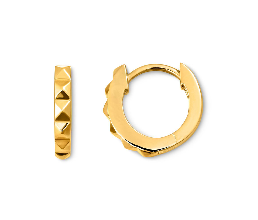 Zwei 925 Silber Creolen Pyramide auf weißem Hintergrund.