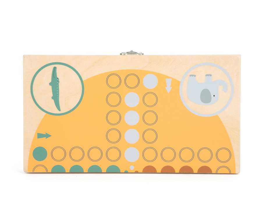 small foot Ludo »Safari« Spielbrett mit Krokodil- und Elefantenmotiven.