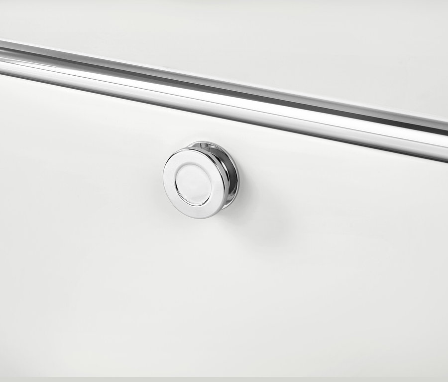 Detailansicht der Kommode Metall »CN3« mit Schublade und Klappen.