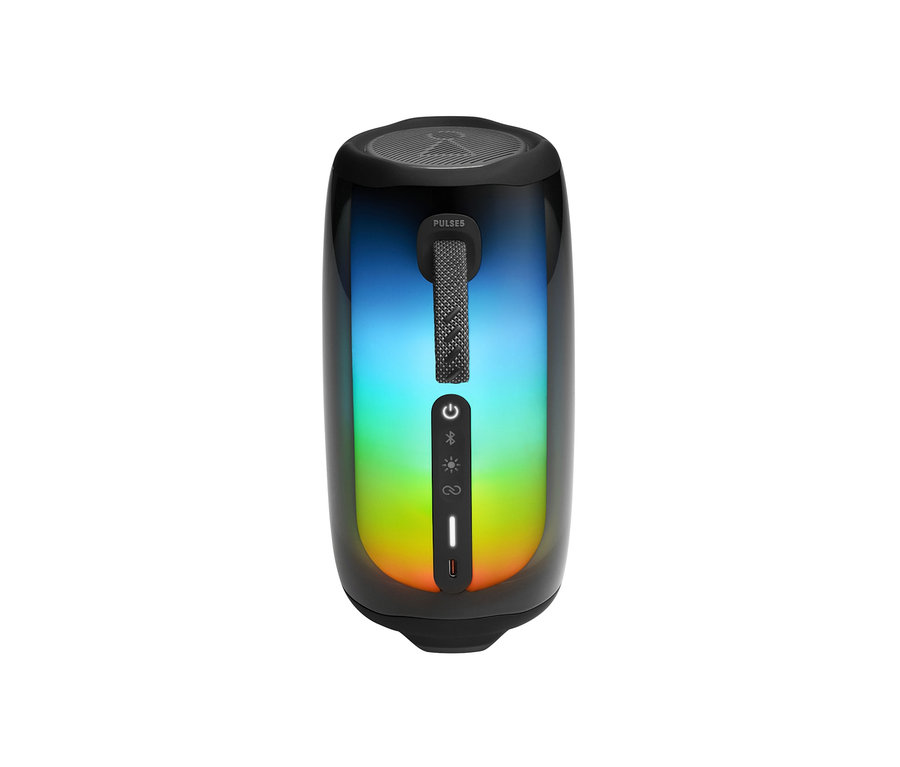 Schwarzer JBL »Pulse 5«, tragbarer Bluetooth®-Lautsprecher mit Lichtshow.