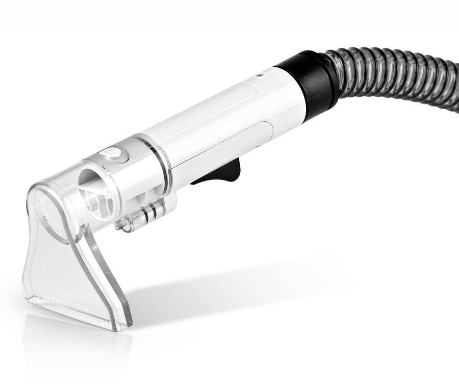 Nahaufnahme des N8Werk Teppich- und Polsterreinigers »3522« Aufsatzes mit transparentem Kopf.