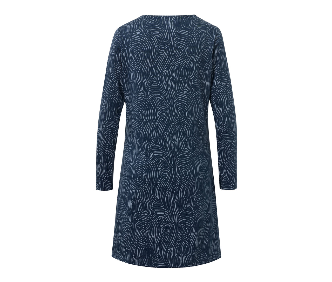 Blaues Nachthemd mit Muster.