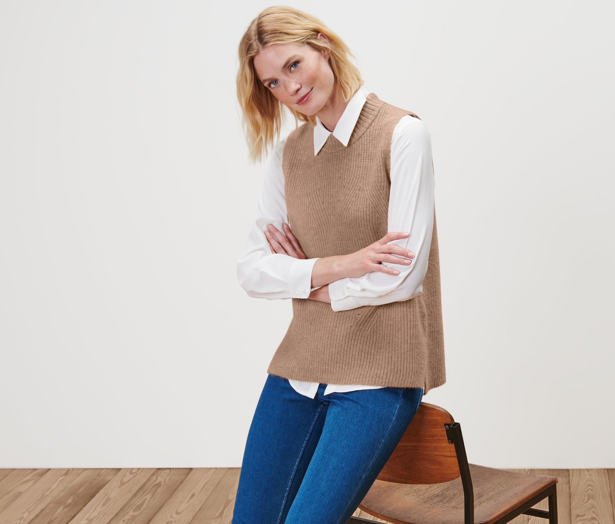 Thumbnail - Tchibo - Strick-Pullunder - Damen - Gr. XL - beige
