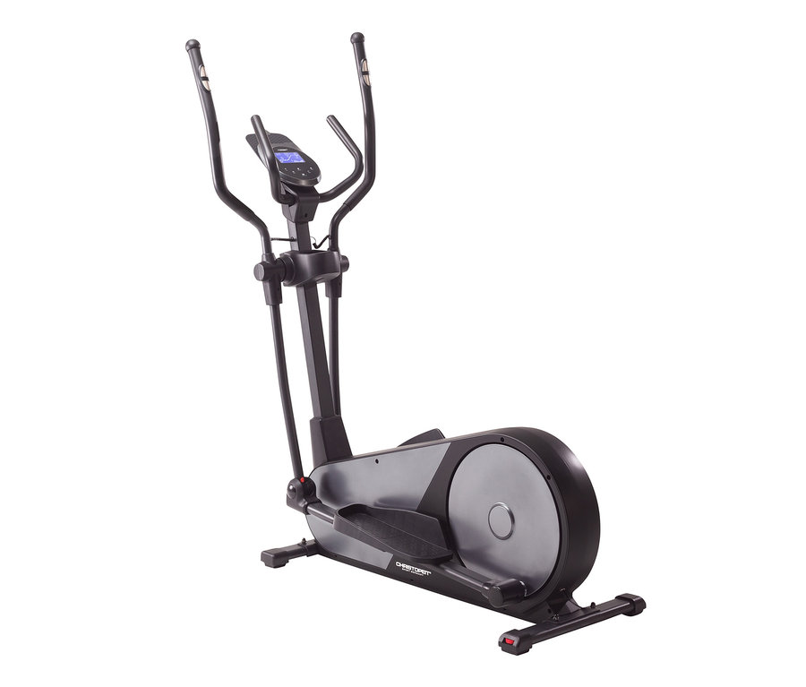 Ein schwarz-grauer Christopeit Sport Crosstrainer-Ergometer »EL 8000« vor einem weißen Hintergrund.