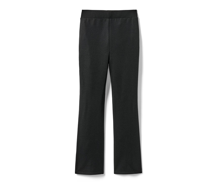Eine schwarze Kinder-Flared-Hose vor einem weißen Hintergrund.