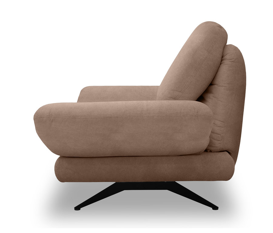 Seitenansicht des DOMO collection Sessel »Saletto«, Coffee auf weißem Hintergrund.