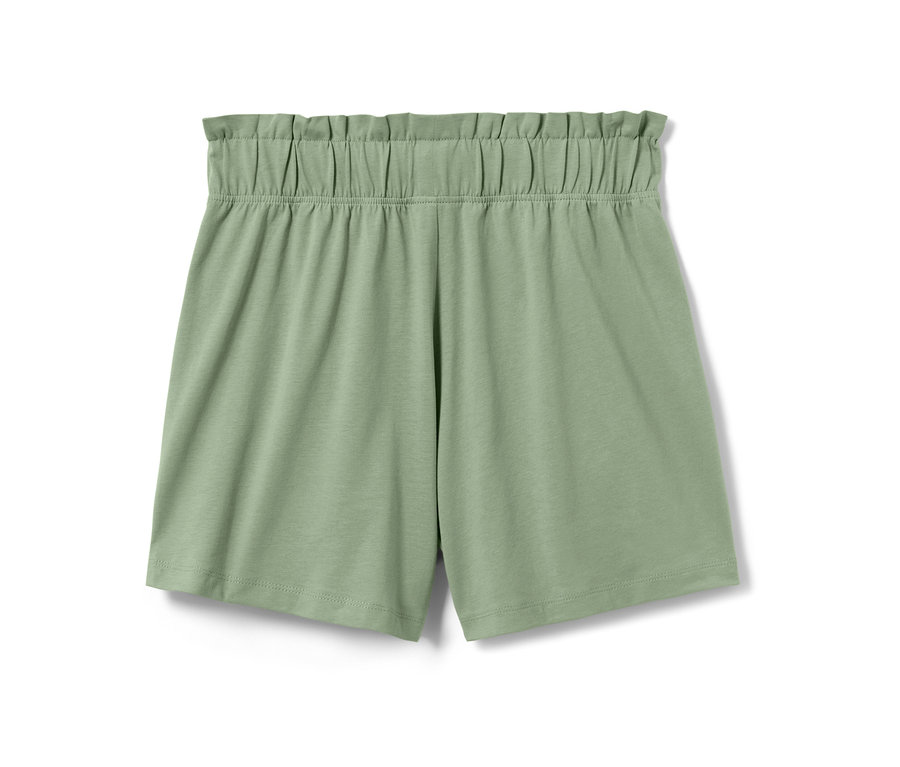 Hellgrüne 2 Kinder-Jersey-Shorts mit Rüschenbund.