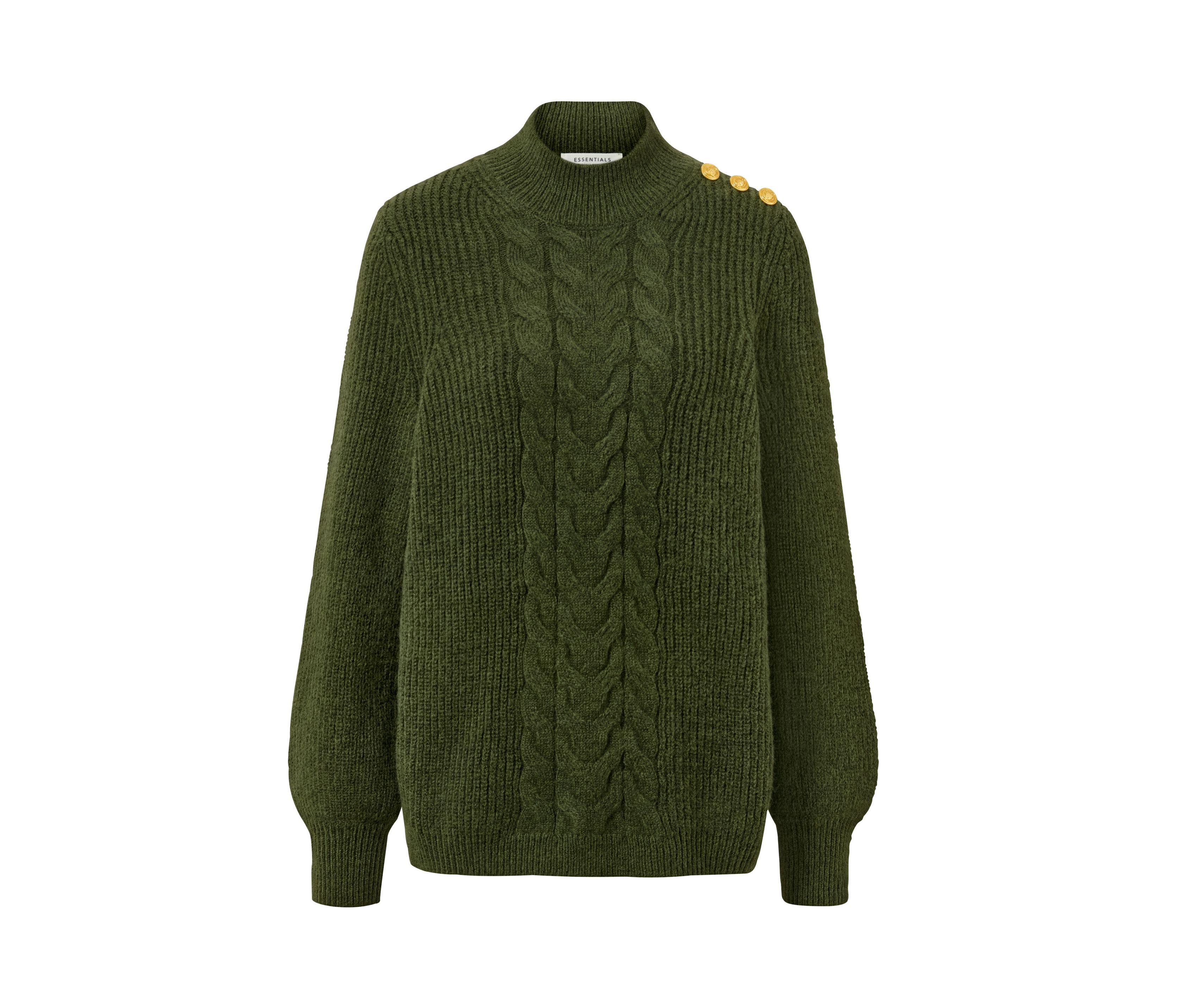 Tchibo - Grobstrickpullover mit Knöpfen - Damen - Gr. XL - olivgrün
