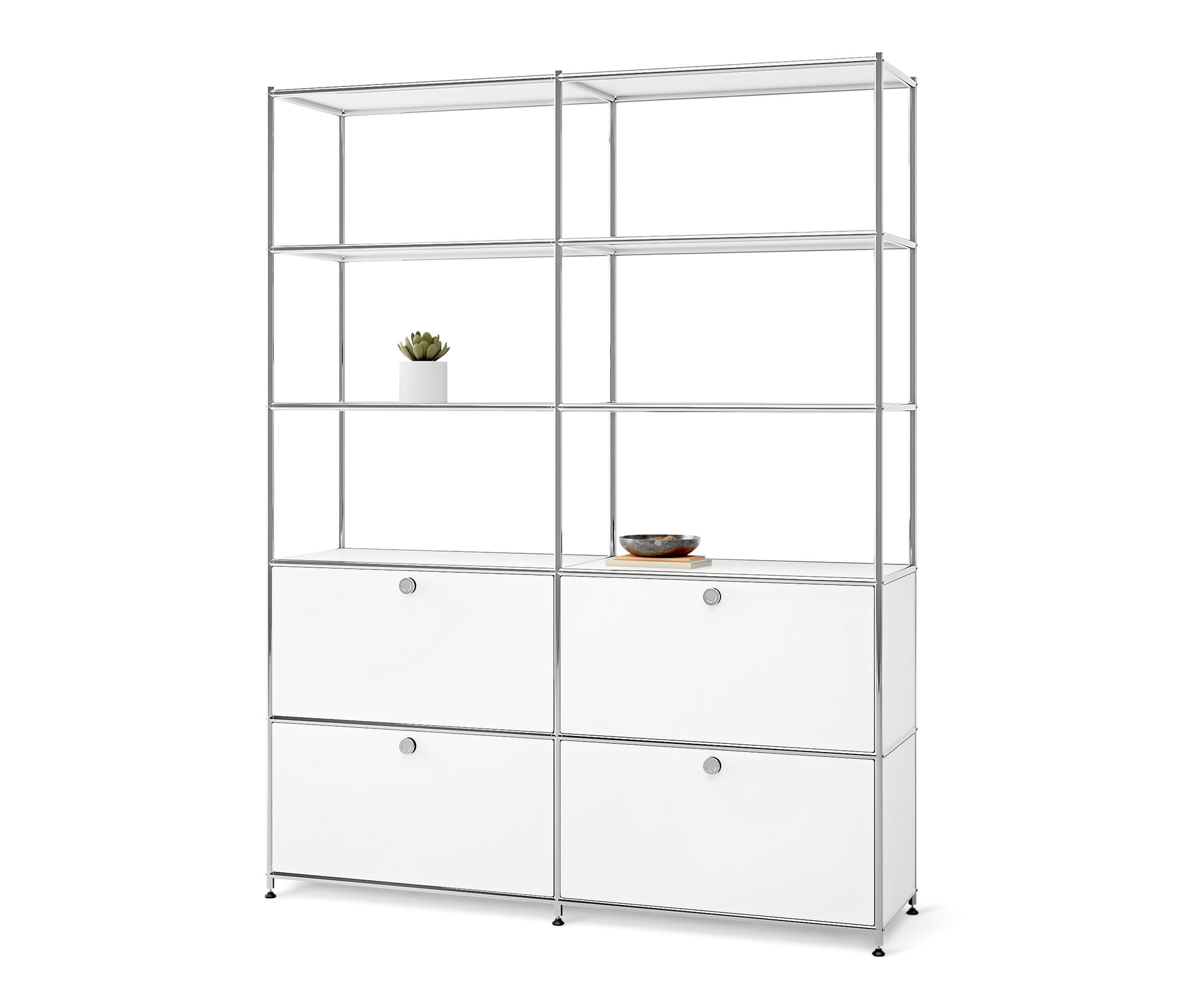Tchibo - Hohes Regal Metall »Cn3« mit 4 Klappenfächern - 152x40x195cm - chrom - - Stahl / Aluminium