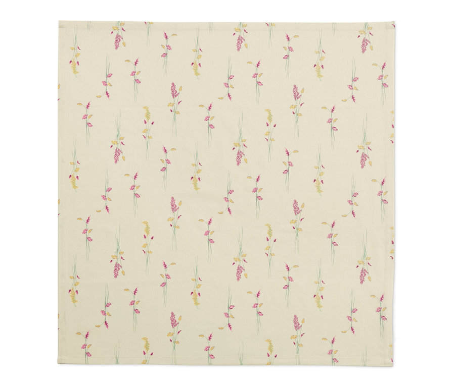 Eine Baumwoll-Tischdecke mit Blumenmuster.