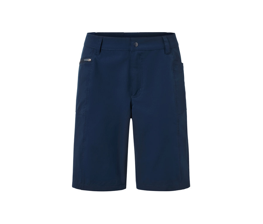 Dunkelblaue Softshell-Funktionsshorts.