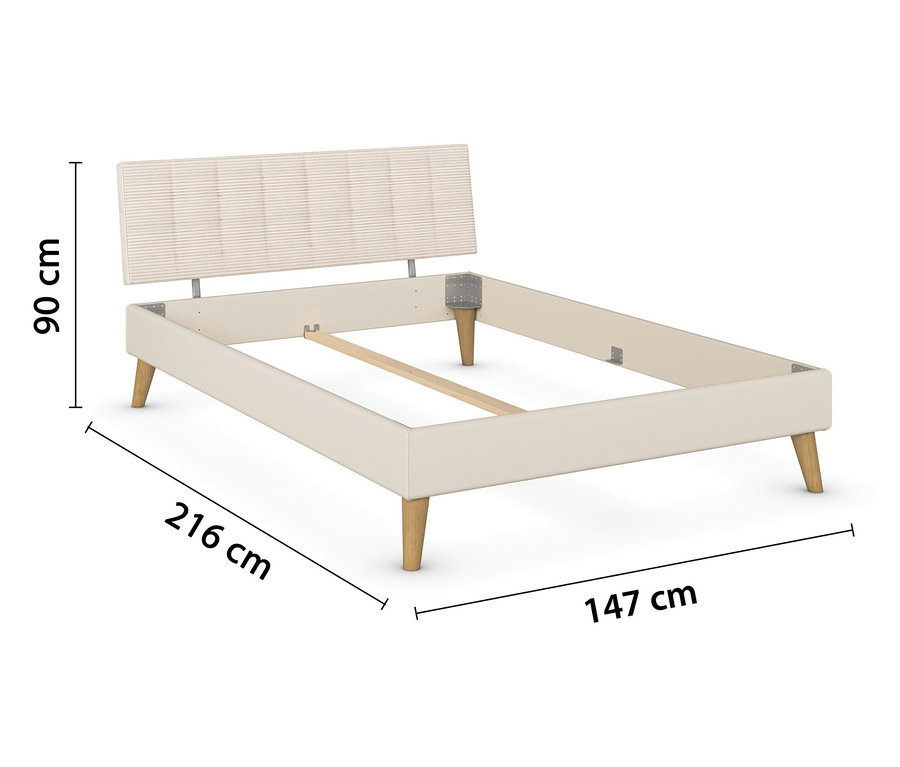 Weißes Bettgestell mit Polsterkopfteil "Mavi-Extra" von Rauch.