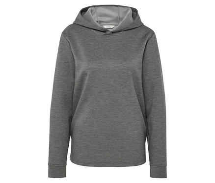 Ein grauer Hoodie vor einem weißen Hintergrund.