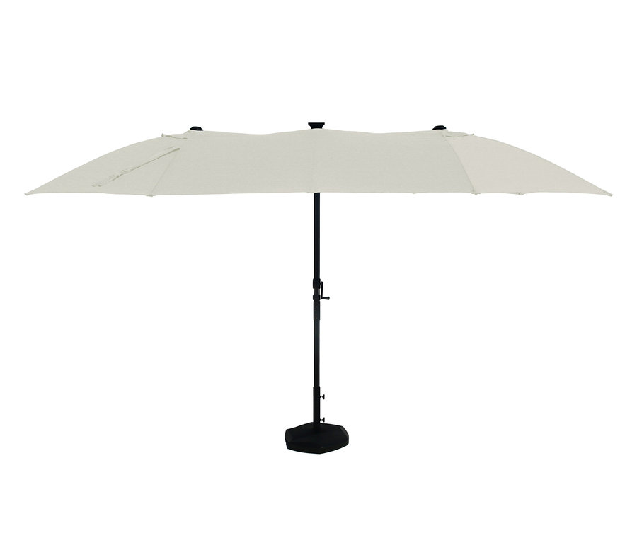 LECO Doppel-Sonnenschirm mit LED-Beleuchtung, oval, ca. 270 x 460 cm, beige.