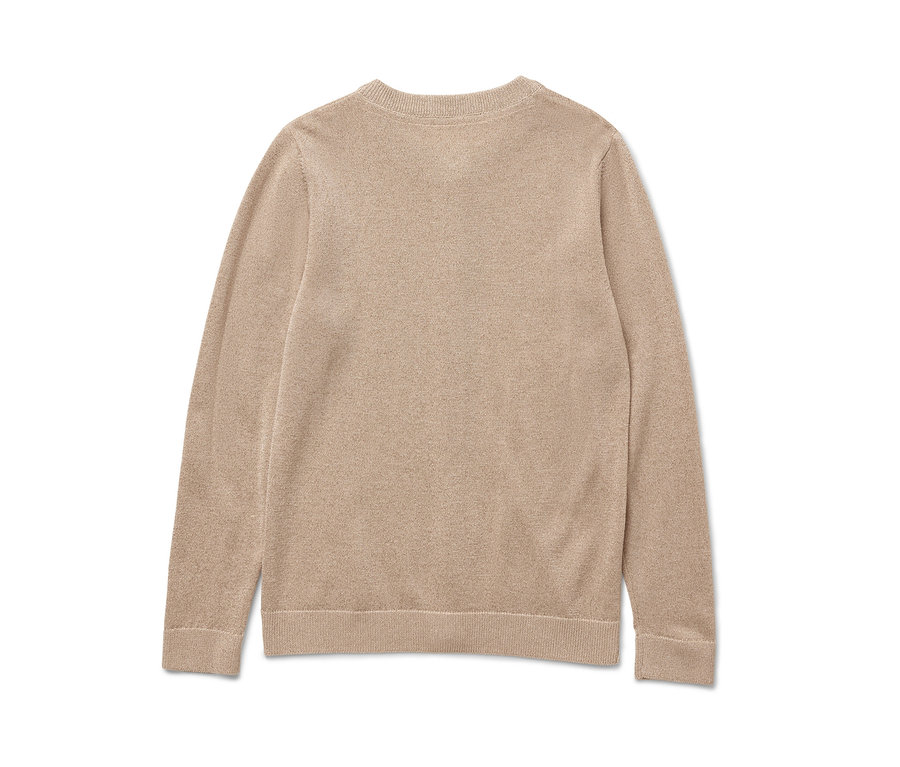 Detailansicht einer Kinder-Glitzerstrickjacke.