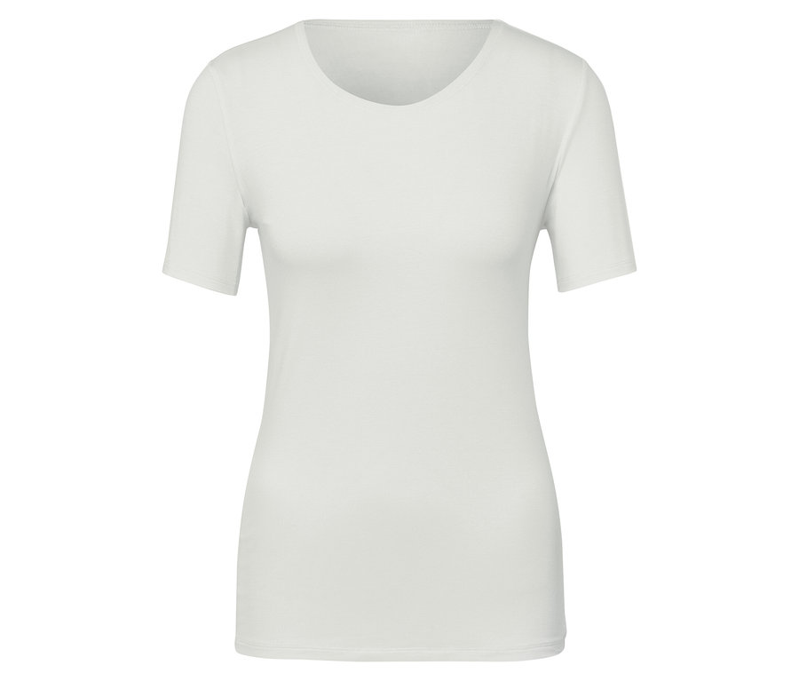 Weisses T-Shirt mit kurzen Ärmeln.