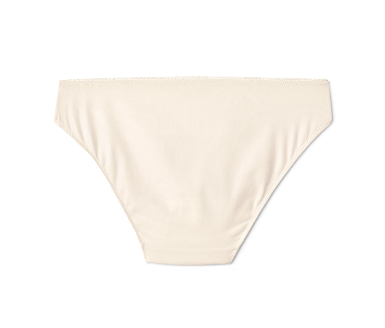 Ein einzelner, cremefarbener Slip der "5 Slips" Packung liegt auf einem weißen Hintergrund.