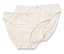 Zwei cremefarbene Damen Slips mit Spitze und Schleife.