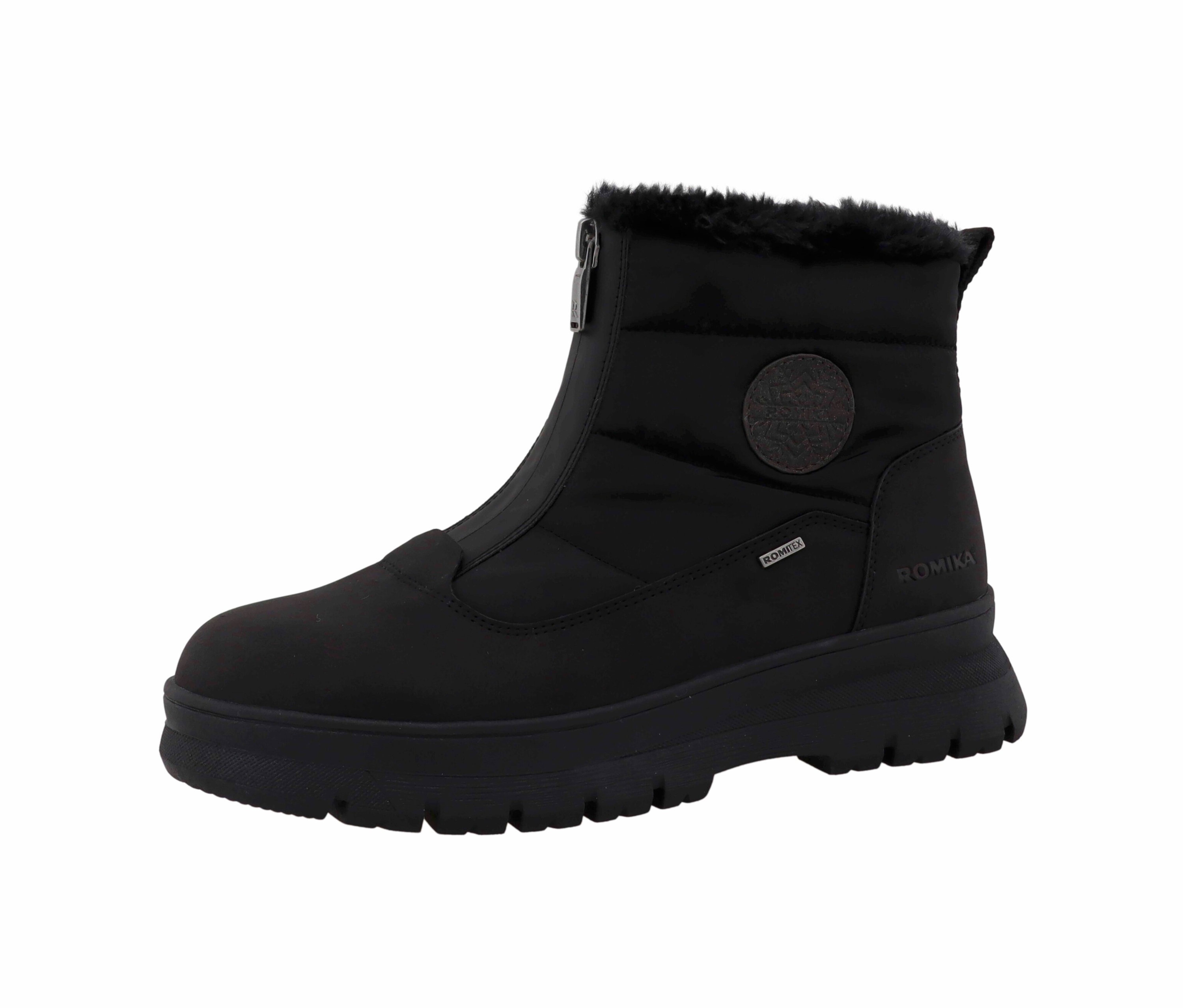 Gefütterte Boots - Damen - Gr. 37 - schwarz - schwarz
