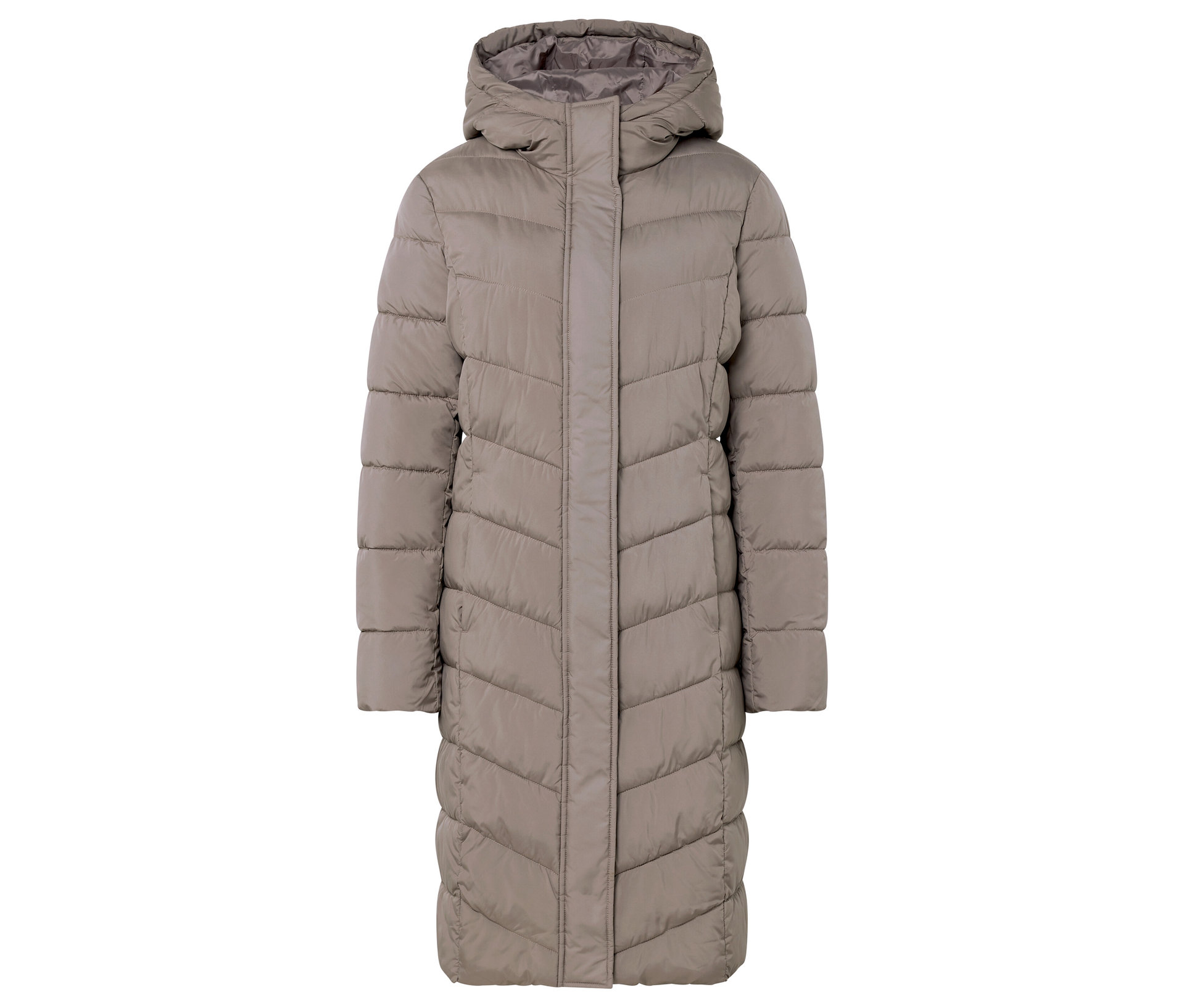 Steppmantel mit Kapuze - Damen - Gr. 48 - taupe - taupe