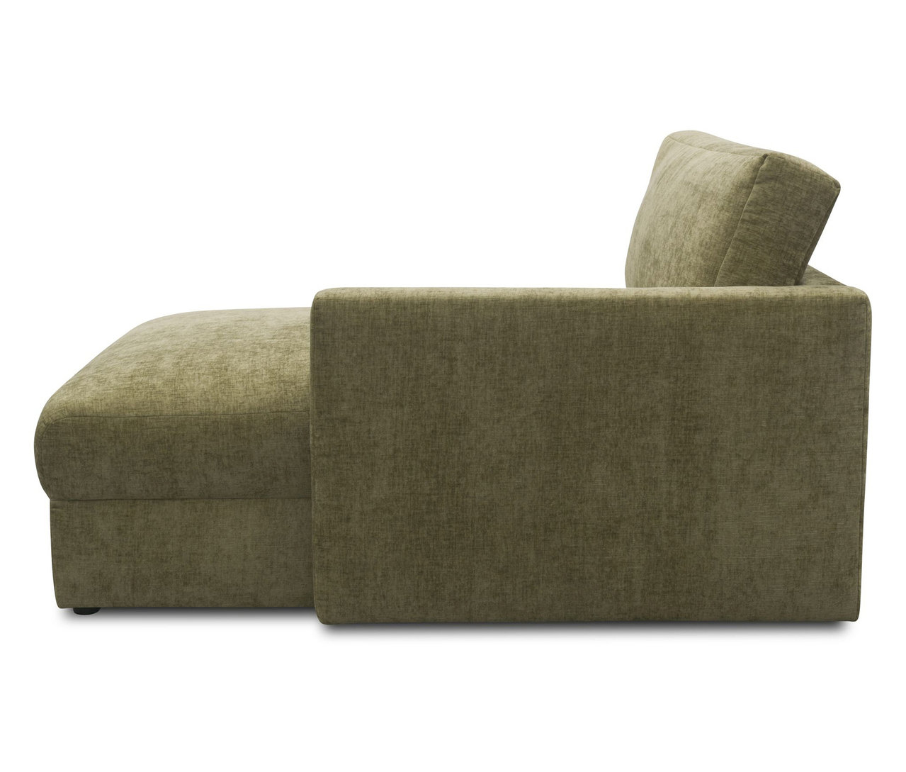 Olivfarbener DOMO Longchair, rechtsbündig.