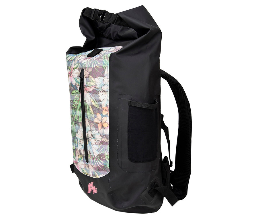 Der schwarze F2 Rucksack »Swell Happiness« mit 35 l hat ein Blumenmuster auf der Vorderseite.