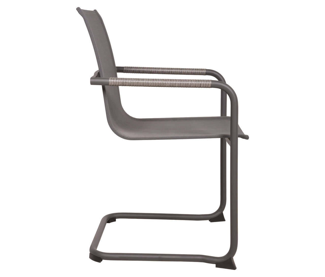 Einzelner »Kendra« Freischwinger in Grau, Seitenansicht.