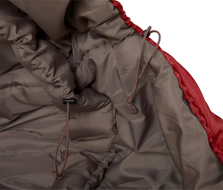 Innenansicht des Grand Canyon Kinder-Schlafsacks »Fairbanks« mit Schnüren zum Zuziehen, rotbraun.