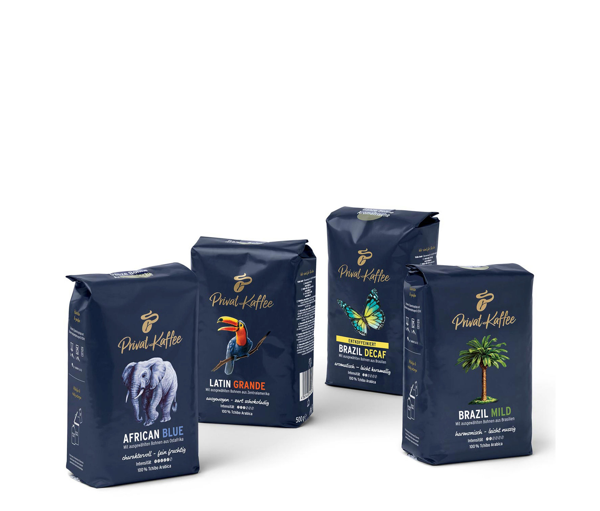 Tchibo - Privat Kaffee Probierset - 4 x 500 g Ganze Bohne