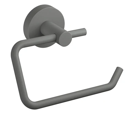 Grauer, matter tesa® MOON Toilettenpapierhalter mit modernem Design.