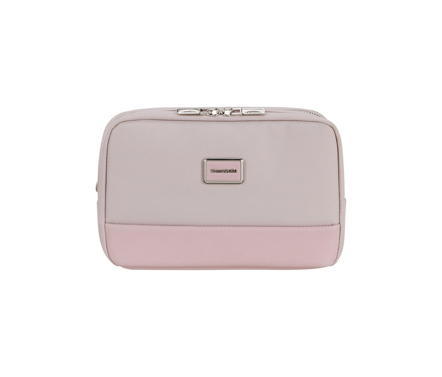Samsonite IMAGE Toilet Kit Pouch in Rosé, oben hellgrau und unten rosa, mit Reißverschluss und Markenlogo.