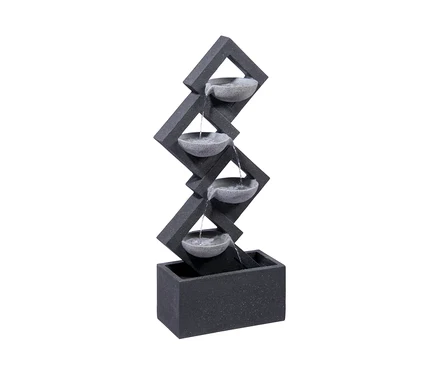 Dobar Gartenbrunnen mit 4 Schalen und LEDs, aus denen Wasser fließt.
