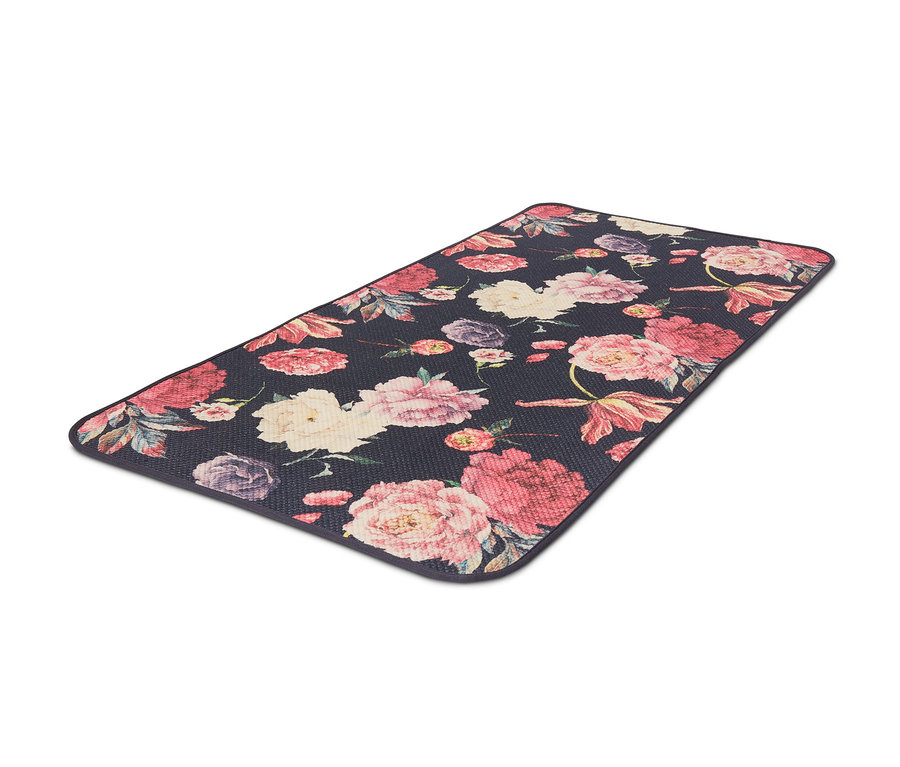 Teppich, ca. 140 x 70 cm mit Blumenmuster.