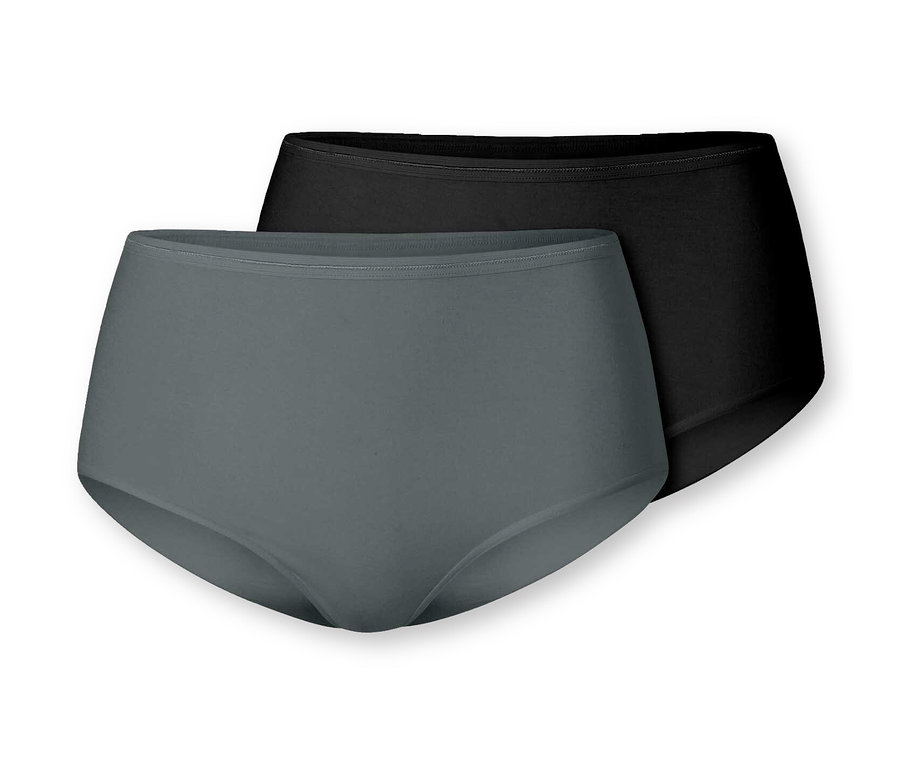 Zwei SCHIESSER Slips, einer grau, einer schwarz.