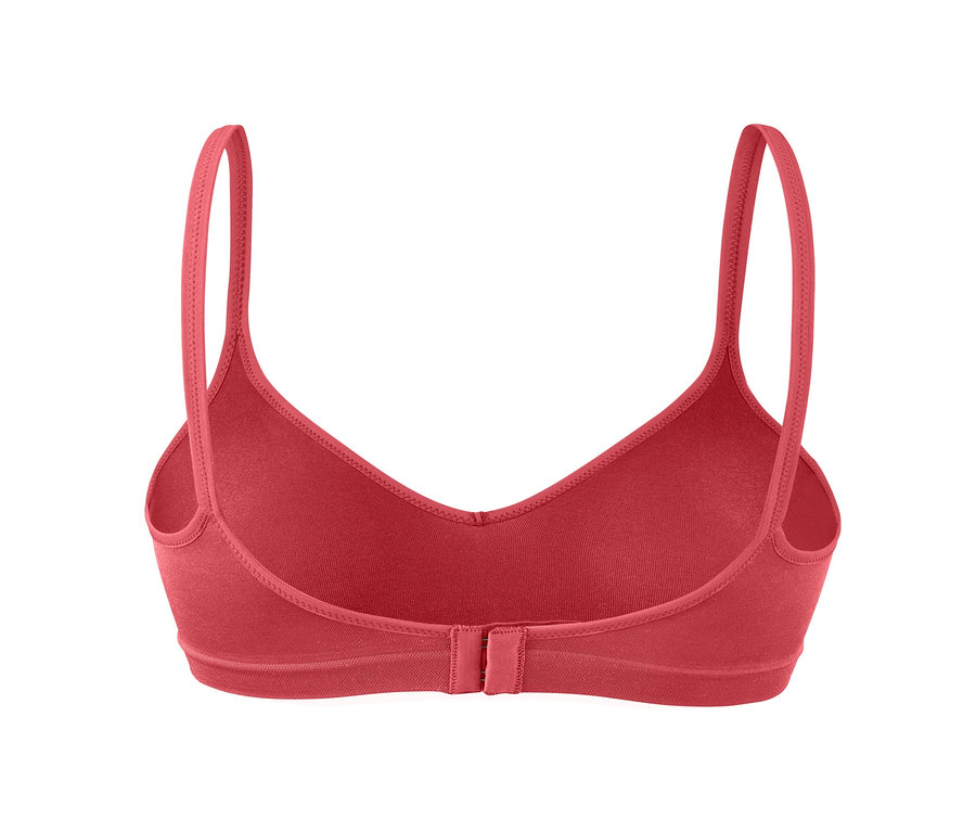 Detailansicht der Rückseite eines roten Seamless Soft-BHs.