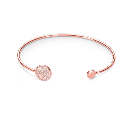 Silberarmreif, Kreise rosévergoldet mit Zirkonia.