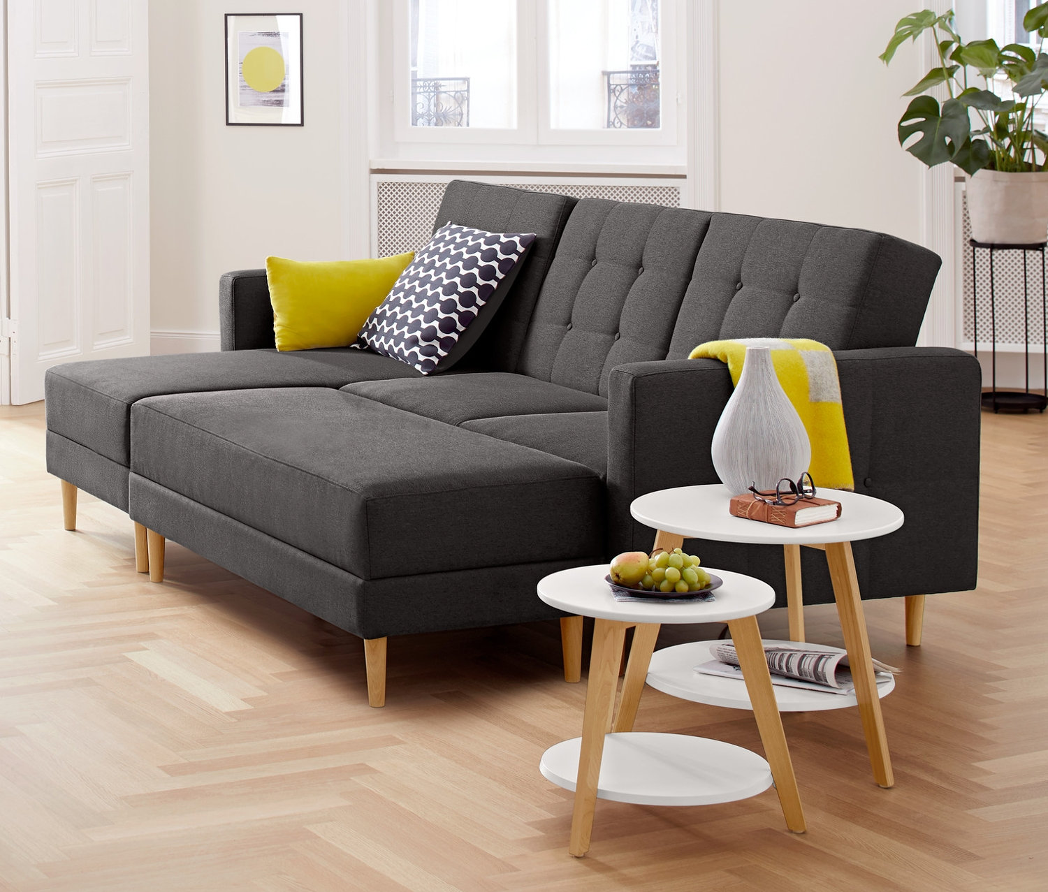 Thumbnail - Tchibo - Federkern-Eckschlafsofa mit Stauraumbank - dunkelgrau