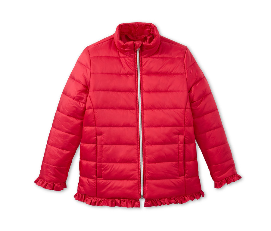 Eine rote Steppjacke.