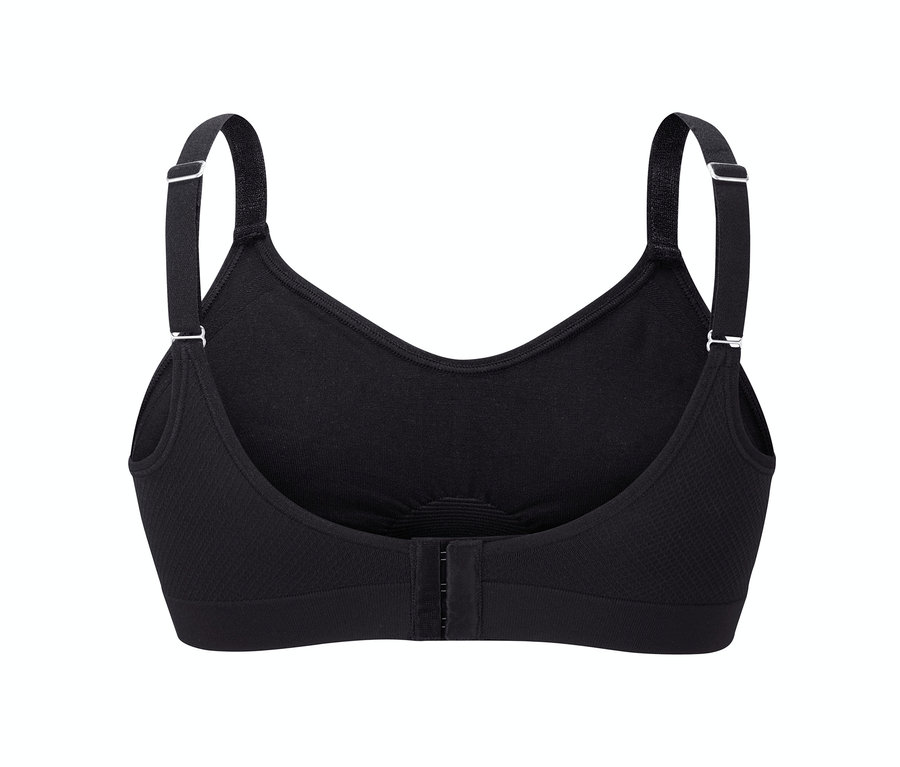 Schwarzer Sport-BH mit verstellbaren Trägern.