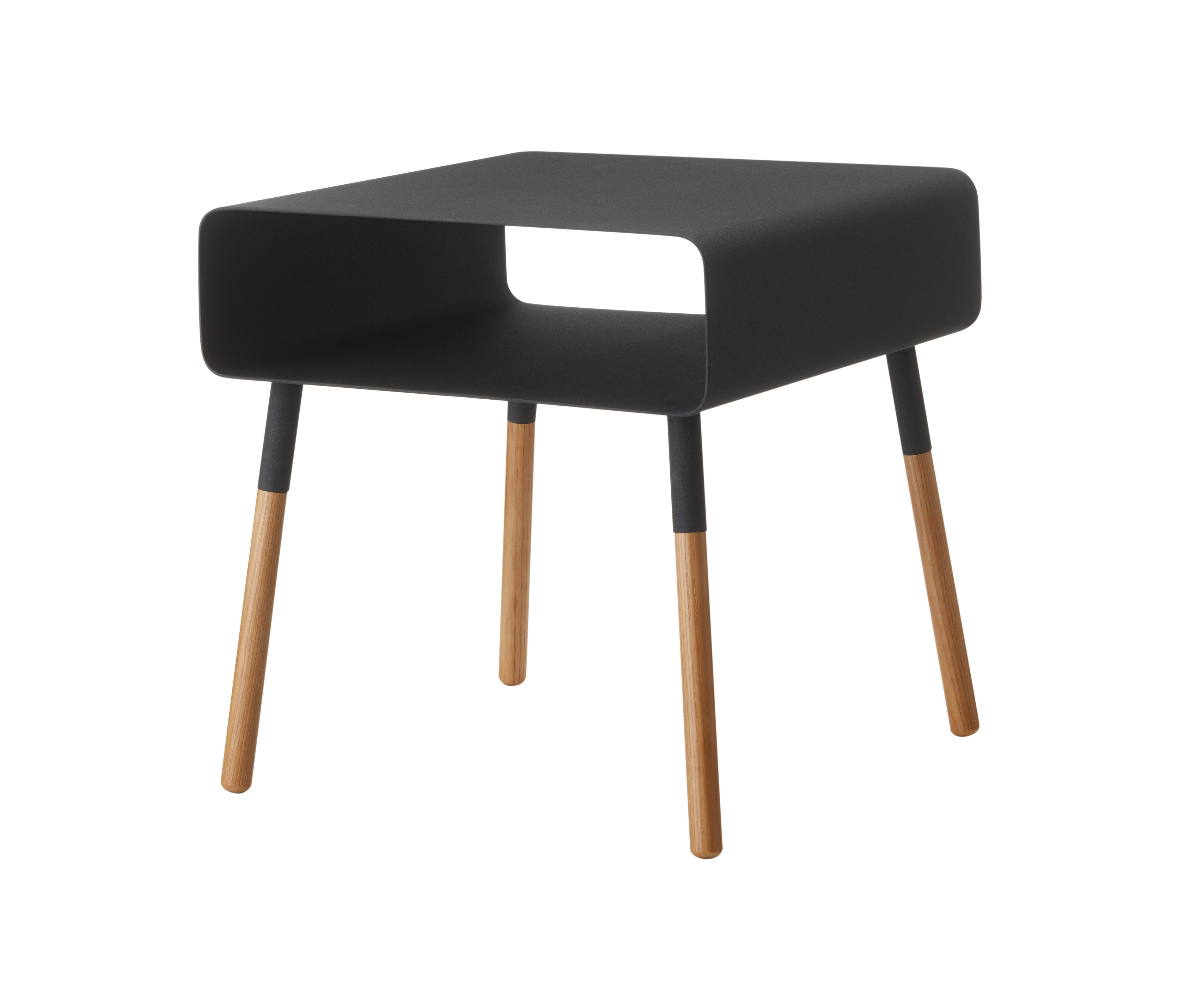 Schwarzer YAMAZAKI Beistelltisch »PLAIN« mit Holzbeinen.