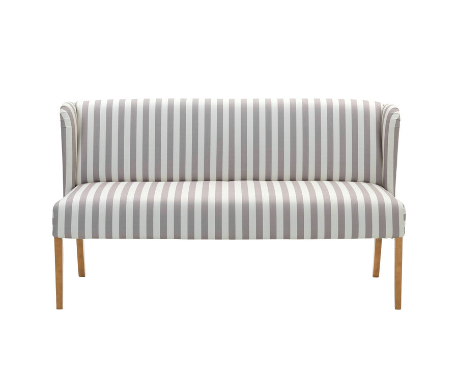 Gestreifte, greige-weiße Polsterbank »Hendrick«.