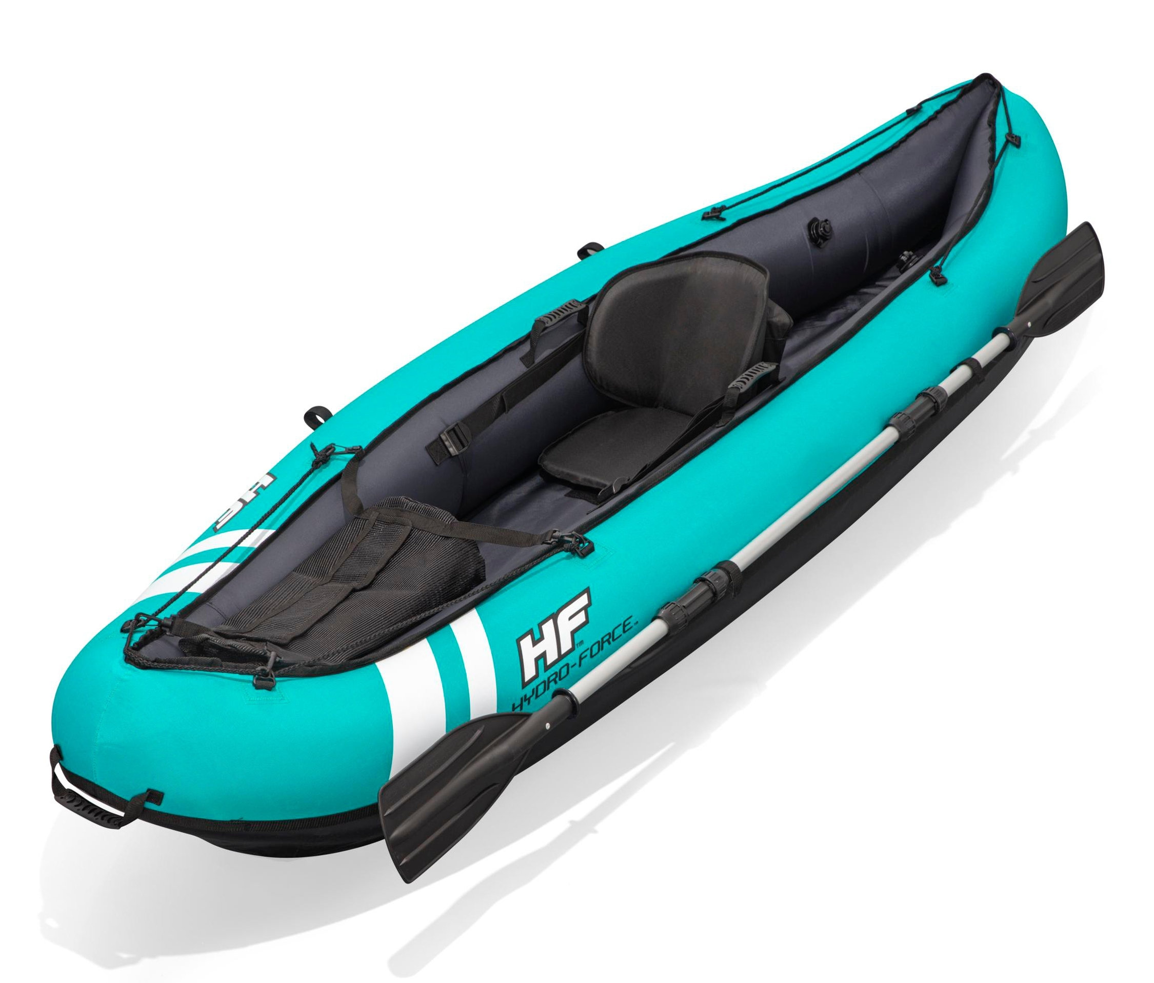 Türkises Bestway® Hydro-Force Kajak-Set »Ventura« Kajak mit Paddel auf weißem Hintergrund.