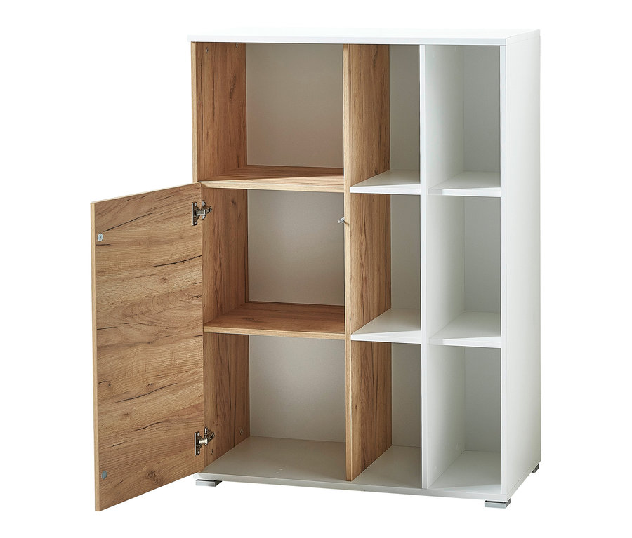 Weißes Regal »Lioni«, klein, mit offenen und geschlossenen Fächern.