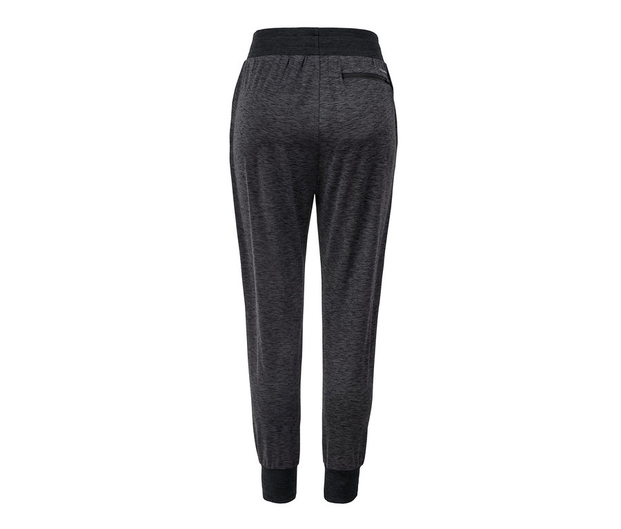 Eine anthrazitfarbene Trainingshose von hinten.