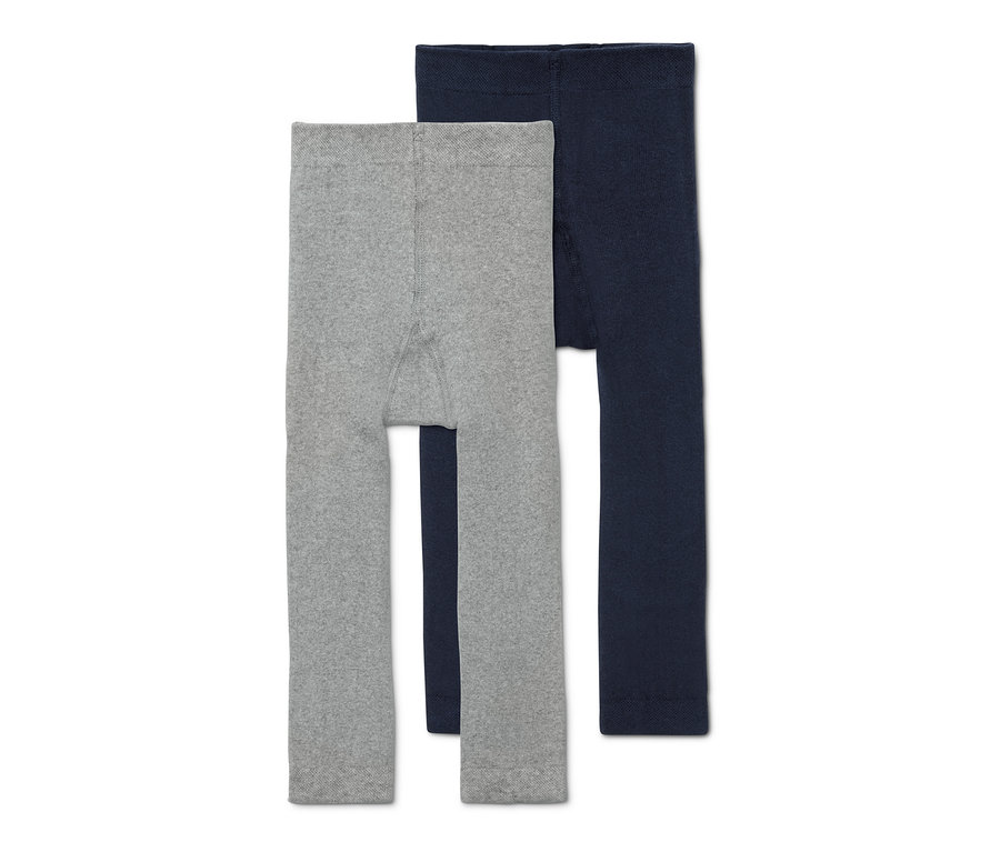 Zwei Thermoleggings, 1x grau meliert, 1x dunkelblau.