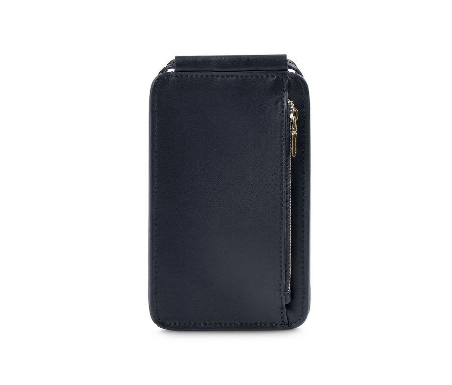 Schwarze Handytasche mit Reißverschluss.