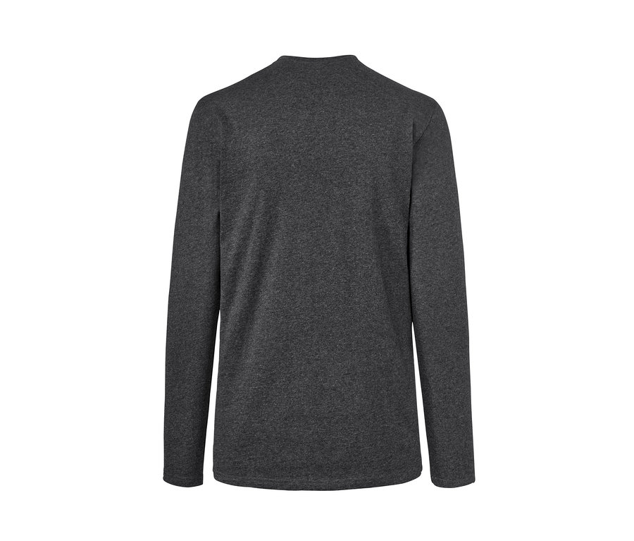 Graues langärmliges Pyjama-Oberteil.