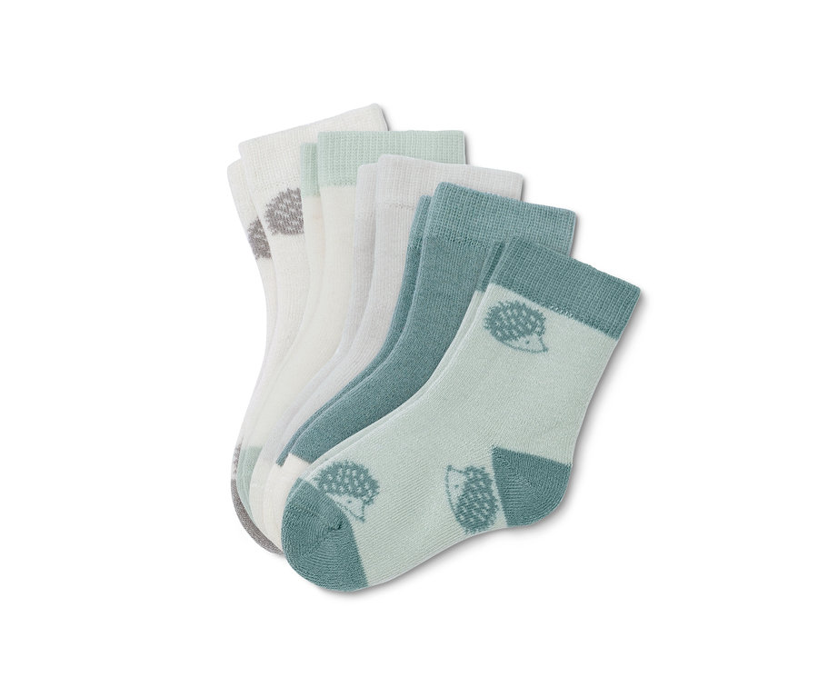 Fünf Paar Baumwoll-Babysocken.