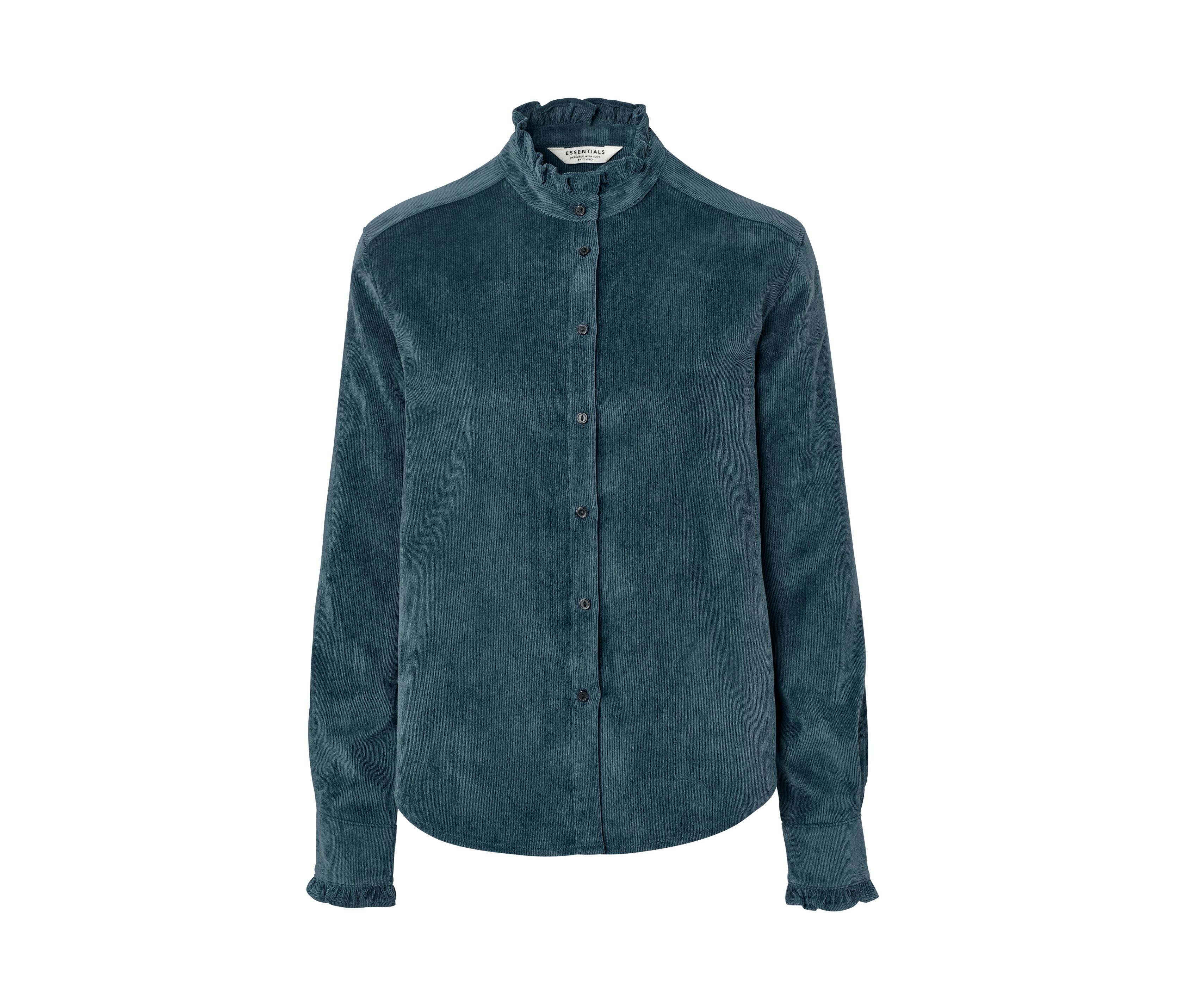 Tchibo - Cordbluse mit Rüschendetail - Damen - Gr. 38 - blau